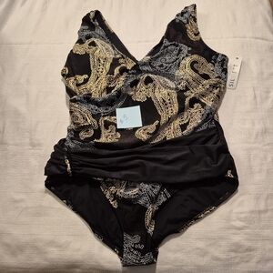 Marcus Lemonis Siloett women's size 26W black 1 piece swim suit NWT #3